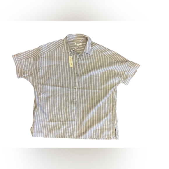 Max Studio NWT Button Down Tan/Creme Size Small - Picture 4 of 7